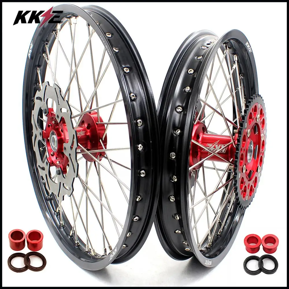 KKE 21/19 полный MX велосипед грязи колеса Набор для SUZUKI RMZ250 2007 2019 RMZ450 2005 красный