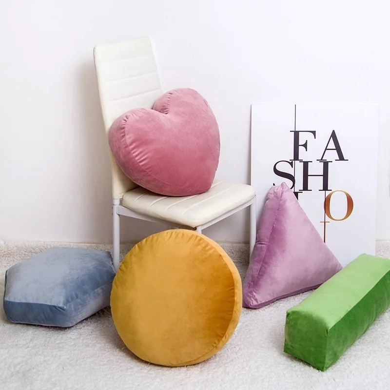 Плюшевая Бархатная подушка геометрической формы треугольная шестиугольная