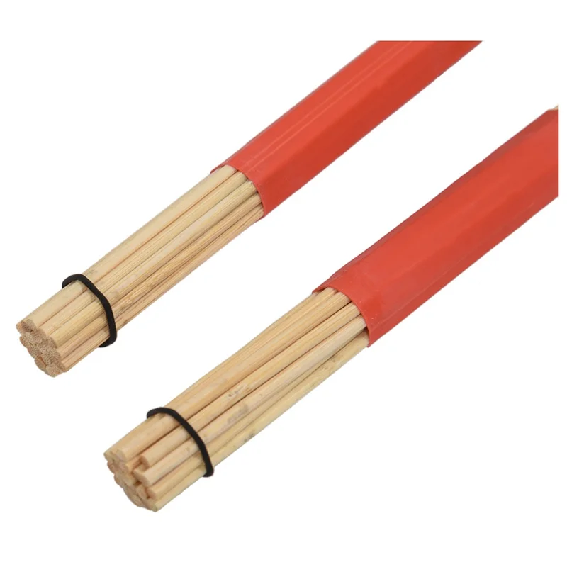 

1 Pair 40CM Bamboo Rod Drum Brushes Sticks for Jazz Folk Music (Red)