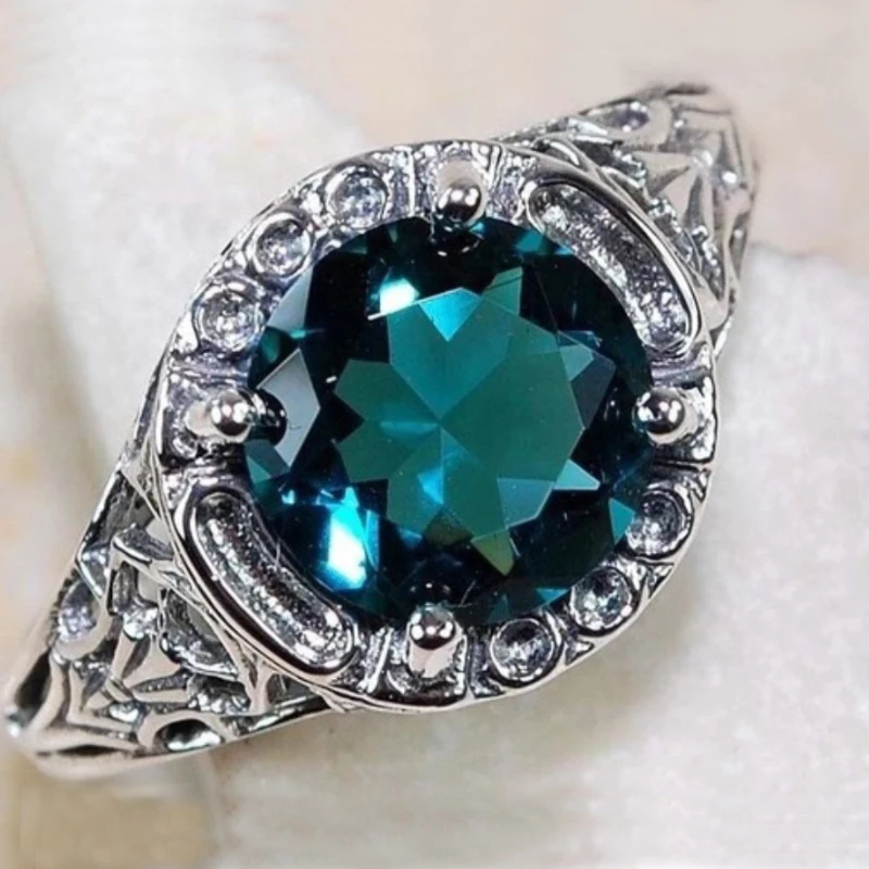 ME шаблон кольцо в винтажном стиле 9 2 5y круглый зелеными кристаллами ручной работы