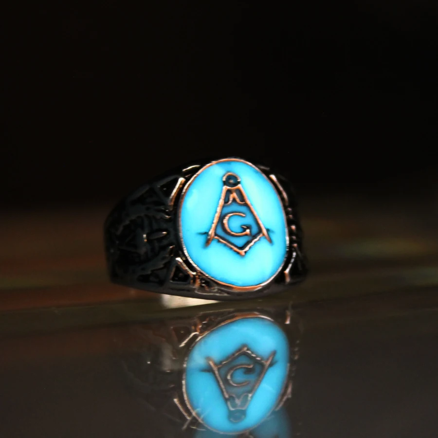 New glow ring Free and Accepted Masons Ring men women Glowing Ring Luminous freemason rings gift Glow In The Dark Jewelry