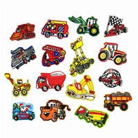 16pcspack cute cartoon car child patches embroidery for t shirt iron on appliques clothes jeans stickers badges diy accessories
