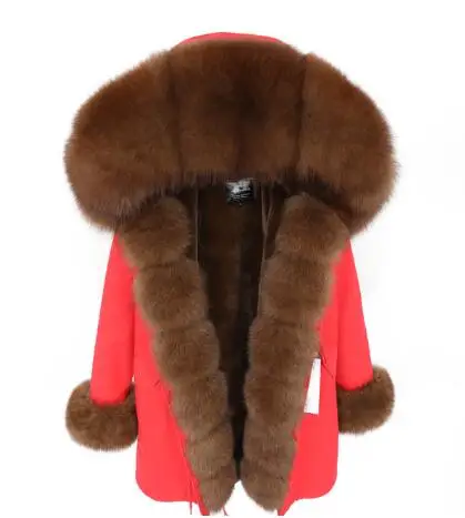 camo black fur Брендовая длинная шуба из натурального Лисьего меха со съемным воротником, женские зимние куртки, толстая теплая меховая парка, пальто из натурального меха - Цвет: camo black fur