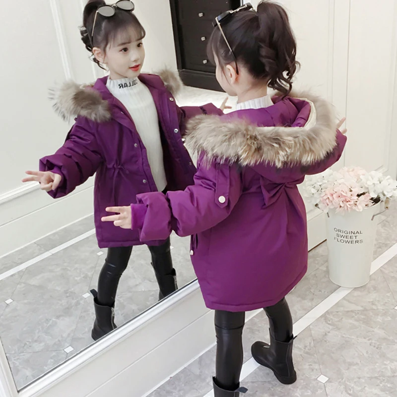  30 градусов Одежда для девочек зимняя куртка утепленное пальто детская бархатная