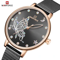 2021naviforce new top brand quartz watch women casual fashion waterproof elegant with butterfly pattern black color wrist watch