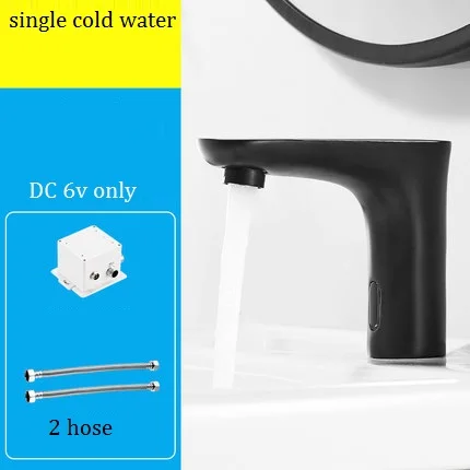 DC6V COLD ONLY Черный Автоматический сенсорный кран на бортике для ванной комнаты, Бесконтактный инфракрасный кран, краны с датчиком горячей и холодной воды - Цвет: DC6V COLD ONLY
