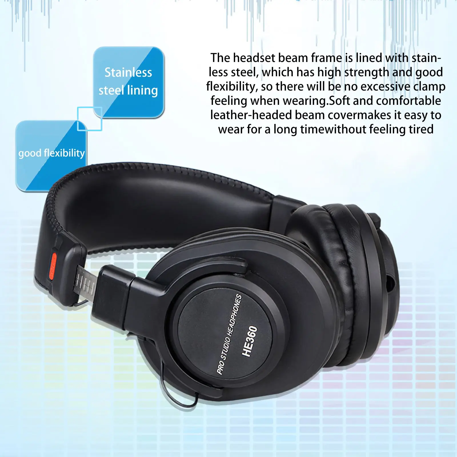 Портативная стереогарнитура проводные наушники с басами съемные регулируемые