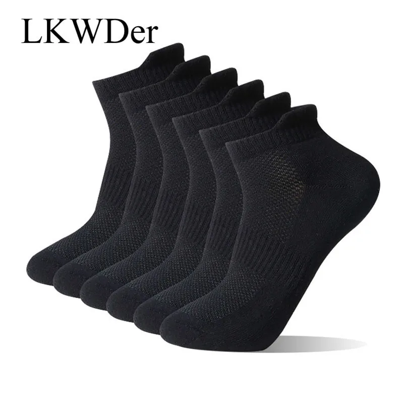 

LKWDer 5 Pairs Mens Sports Socks Combed Cotton Terry Black Mesh Sock High Quality Male Adult Durable Sox Meias Calcetines Hombre