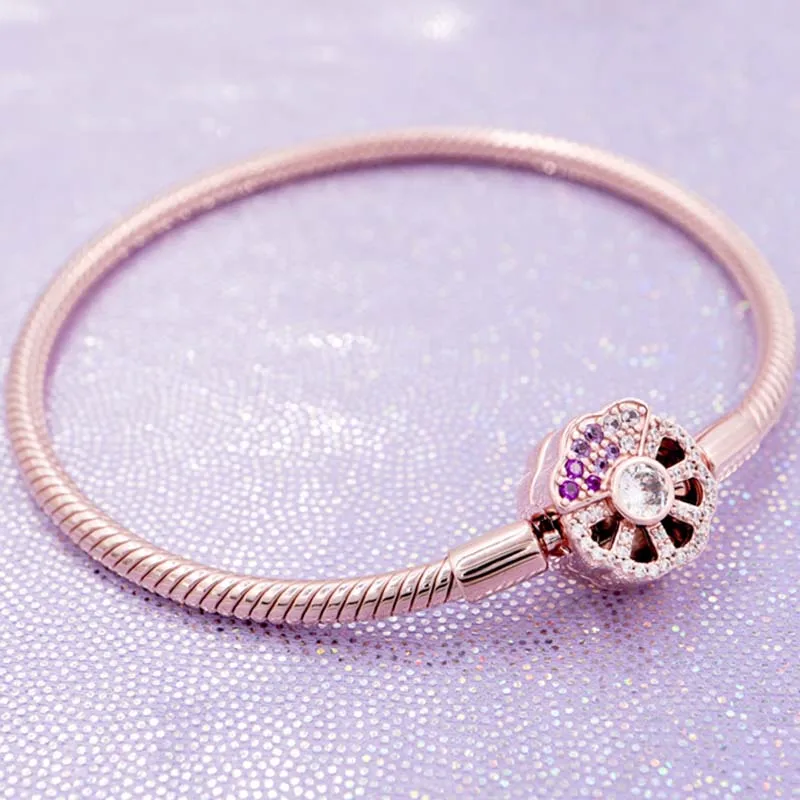 

Оригинальный Розовый веер с хрустальной застежкой Змеиный браслет-цепочка подходит для украшений Pandora