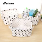 Настольная корзина для хранения Seluna, водонепроницаемый Органайзер с милым принтом, коробка для хранения мелочей из хлопка и льна, сумка для хранения нижнего белья