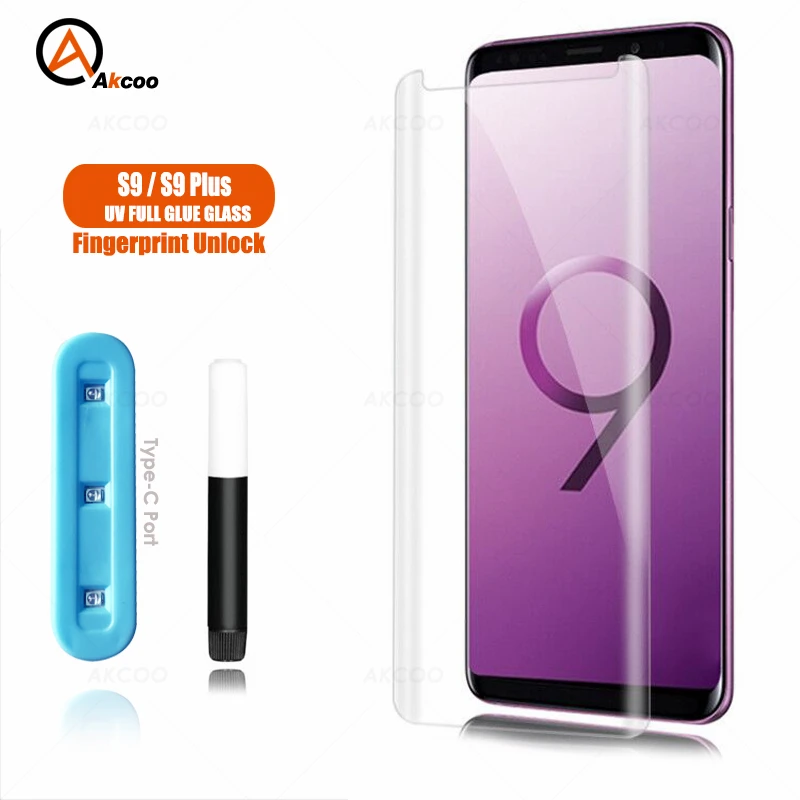 Защитная пленка Akcoo для Galaxy S9 Plus закаленное стекло с полным клеем Samsung S9|Защитные