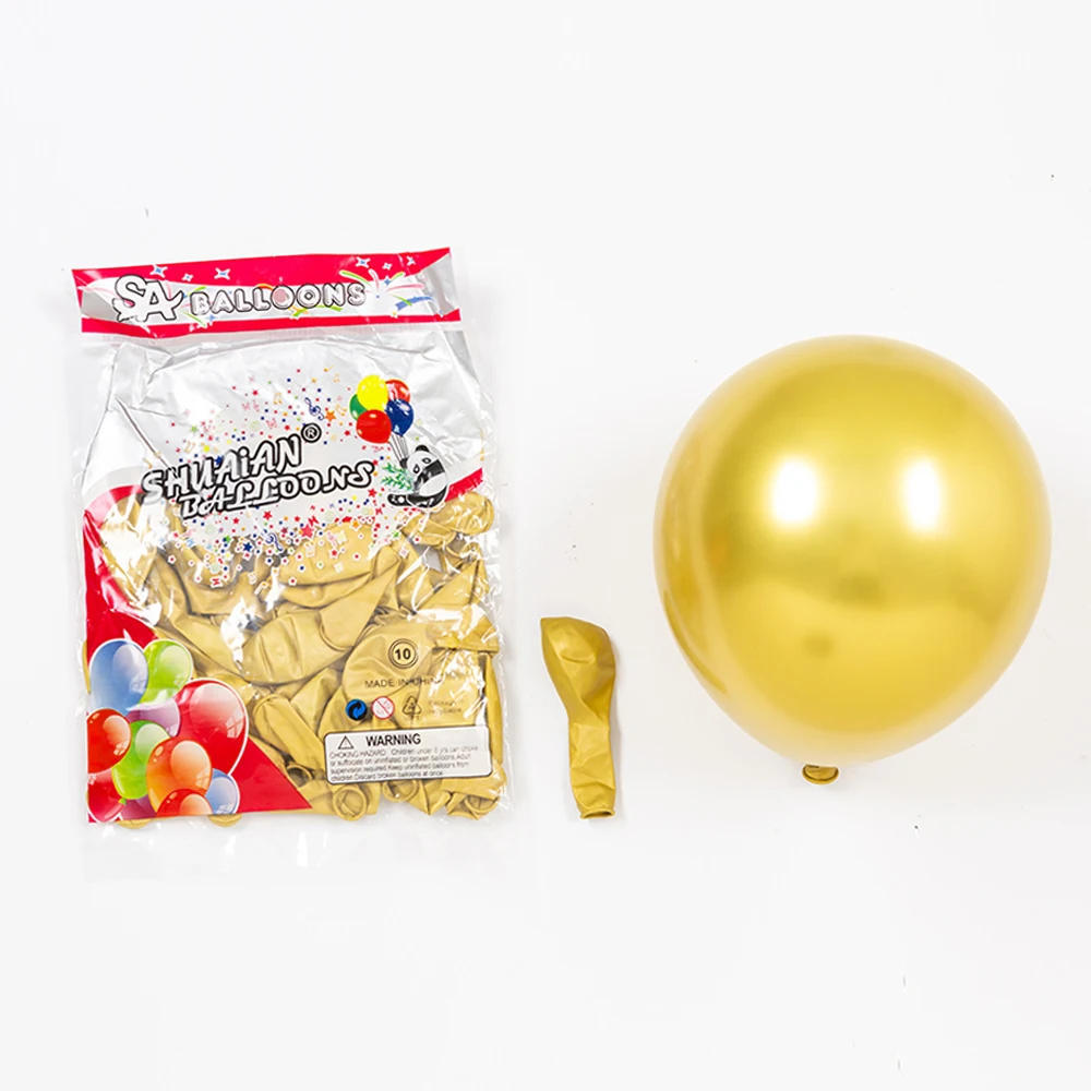 Шары воздушные латексные белые металлические золотистые 100 шт. комплект гирлянды