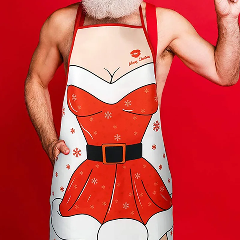 

Christmas Kitchen Aprons Cotton Sleeveless Santa Set Oil-proof Christmas Costume Decor For Women Men Kitchen Baking Accessories