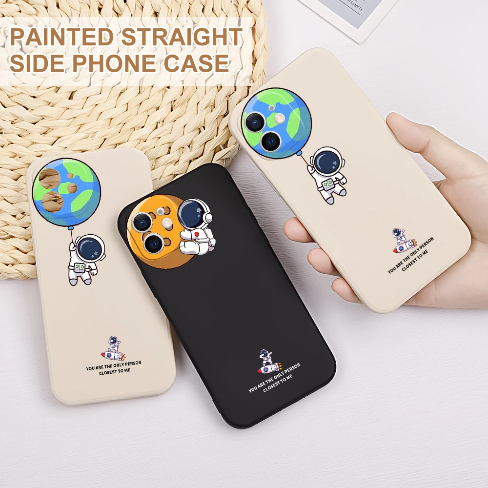 Space Astronaut Telescope Phone Case For iPhone 13 12 11 Pro Max Mini XS X XR 7 8 6 6s Plus Luxury Liquid Silicone Covers | Мобильные