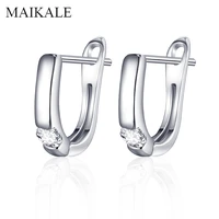 maikale classic u shape stud earrings for women jewelry aaa cubic zirconia silver color plated temperament korean earrings gifts