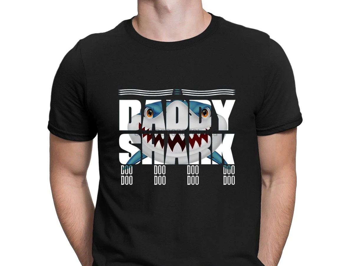 Графическая Рождественская Подарочная футболка с надписью Daddy Shark необычная