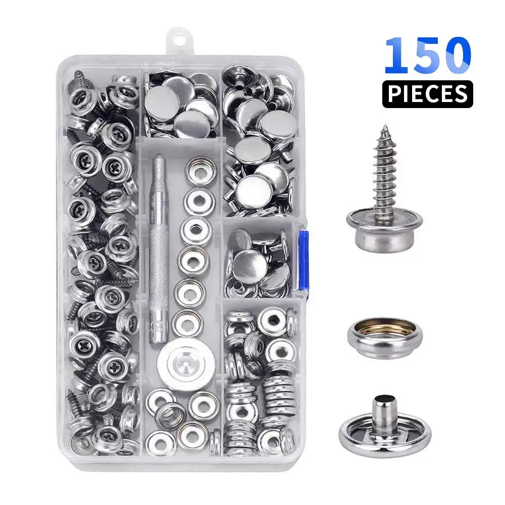 

Набор брезентовых защелок, металлические винты-защелки морского класса, 3/8 дюйма, парусиновые защелки для лодки с 2 инструментами для устано...