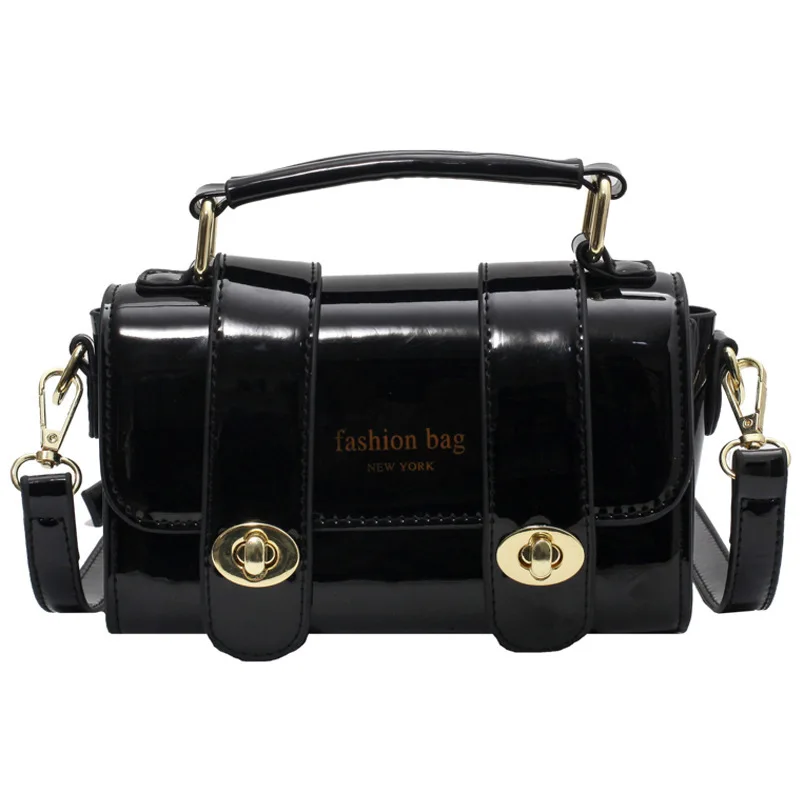 

Retro patent leather shiny handbag 2021 autumn and winter new fashion messenger bag small square bag