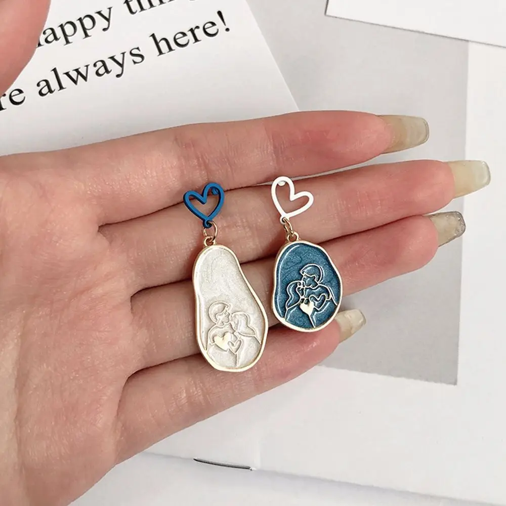 

S925 Korean Hit Color Asymmetrical Earrings Sweet Hollow Love Earrings Temperament Trendy Female Earrings Jewelry Accessories