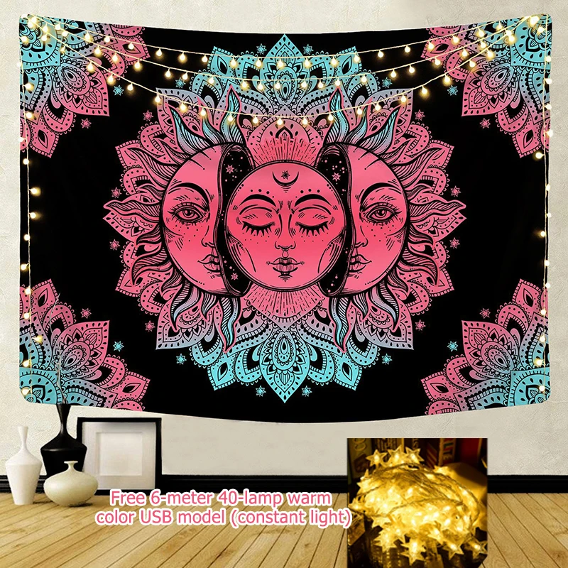 

India Mandala Tapestry Wall Hanging Sun Moon Tarot Wall Tapestry Wall Carpet Psychedelic Tapiz Witchcraft Wall Cloth Tapestries
