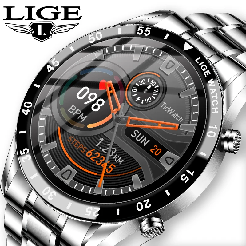 

LIGE 2020 Новые смарт часы Для мужчин Bluetooth наручные Смарт-часы с монитором сердечного ритма полный сенсорный Экран Смарт-часы мужчин reloj inteligente