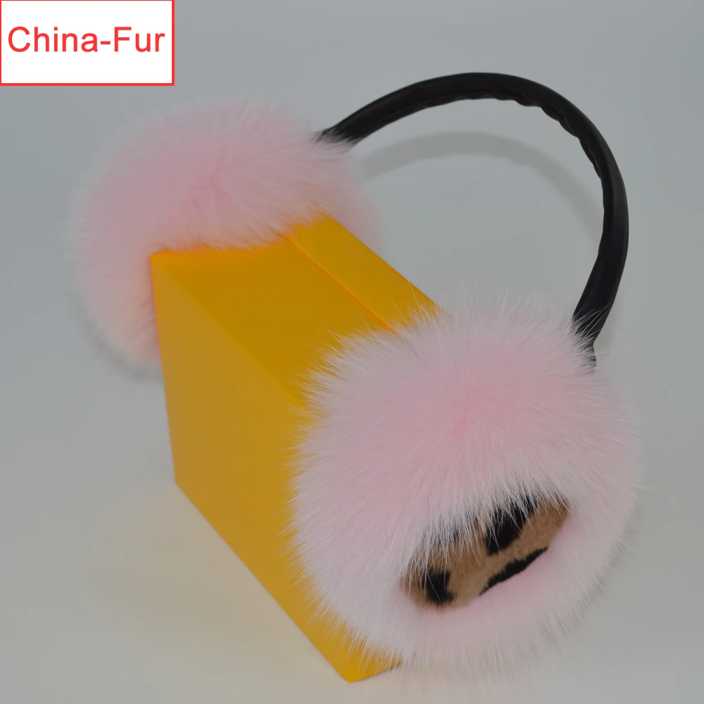 Регулируемые наушники из 100% натурального Лисьего меха женские зимние теплые