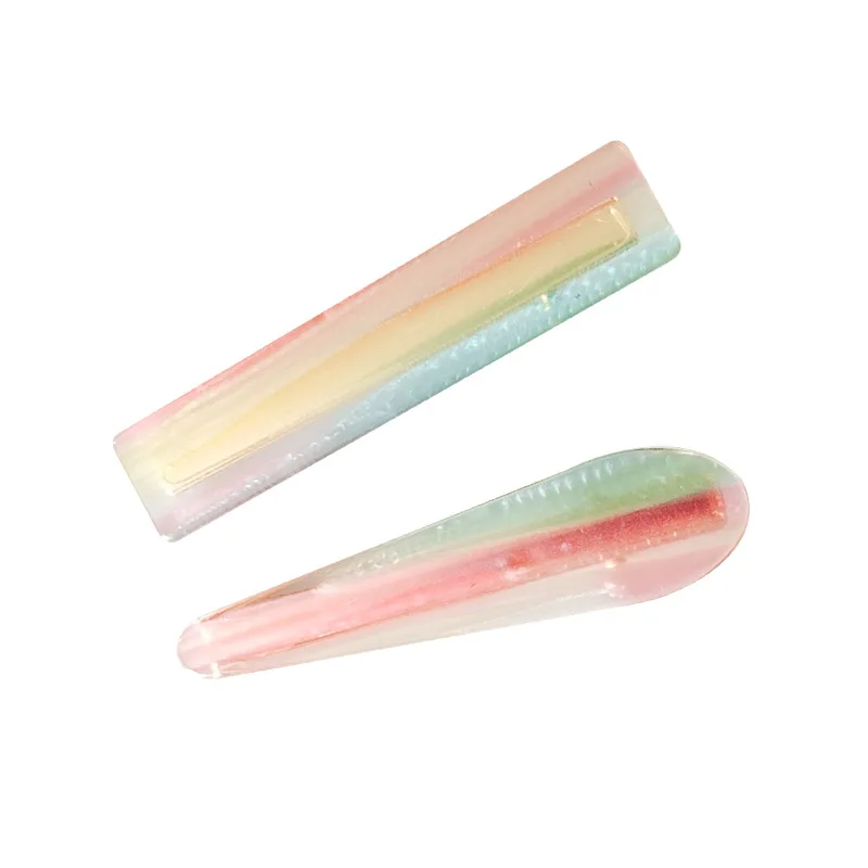 

2pcs/Set New Fashion Rainbow Hairpins Women Girls Bang Clip Acetic Acid Hair Clips Accessories Chic Hairgrip Barrettes