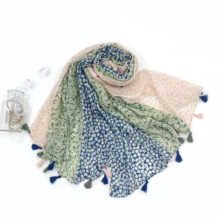 

Daisy Color Scarf Spring and Summer Cotton Hemp Hand Feel Sun Protection Scarf Shawl Headtie