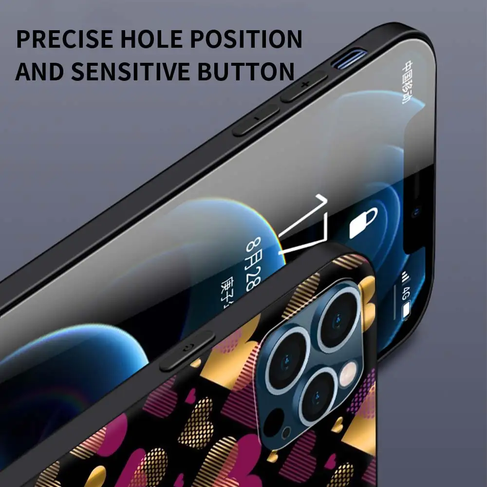 

Animal Cute Love Heart Phone Case For Apple iPhone 12 11 Pro 7 XR X XS Max 8 6 6S Plus 5 5S SE 2020 12Mini Coque Black Shell