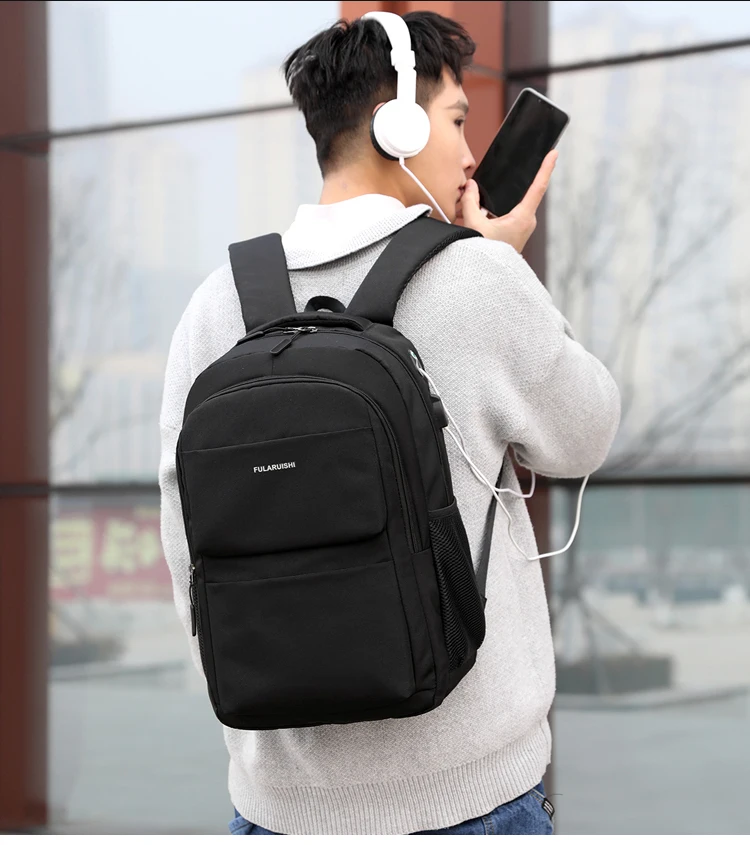 Men Backpack School Bag Waterproof Nylon New Schoolbag Business Laptop Polyester Bag 14 Shoulder Bag 15.6 Inch Computer Packsack