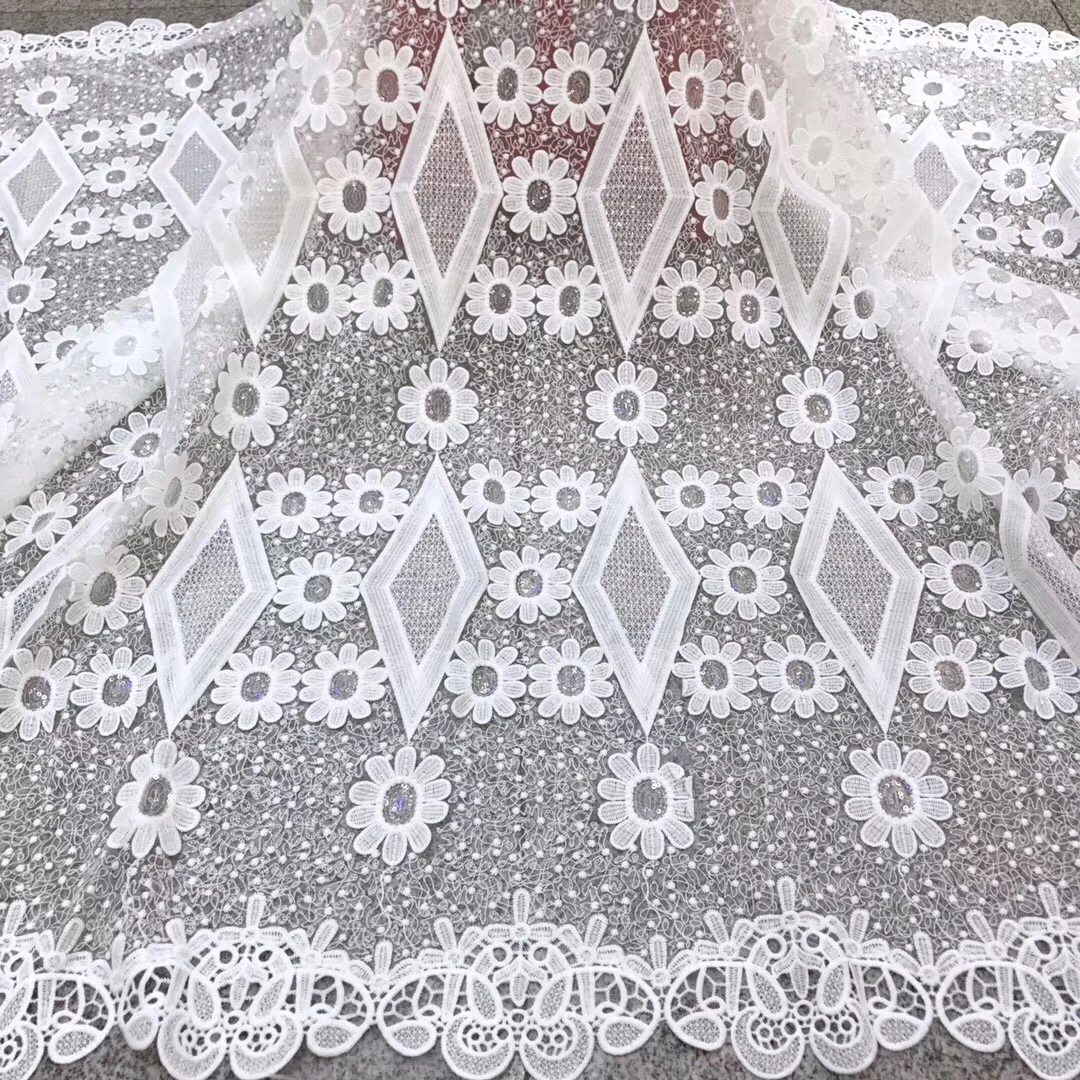 

African Lace Fabric 2019 Embroidered Nigerian Laces Fabric Bridal High Quality French Tulle Lace Fabric For Wedding