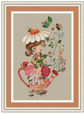 

Top MM Gold Collection Counted Cross Stitch Kit Cross stitch RS cotton with cross stitch Happy Girls Series - Teapot Girls