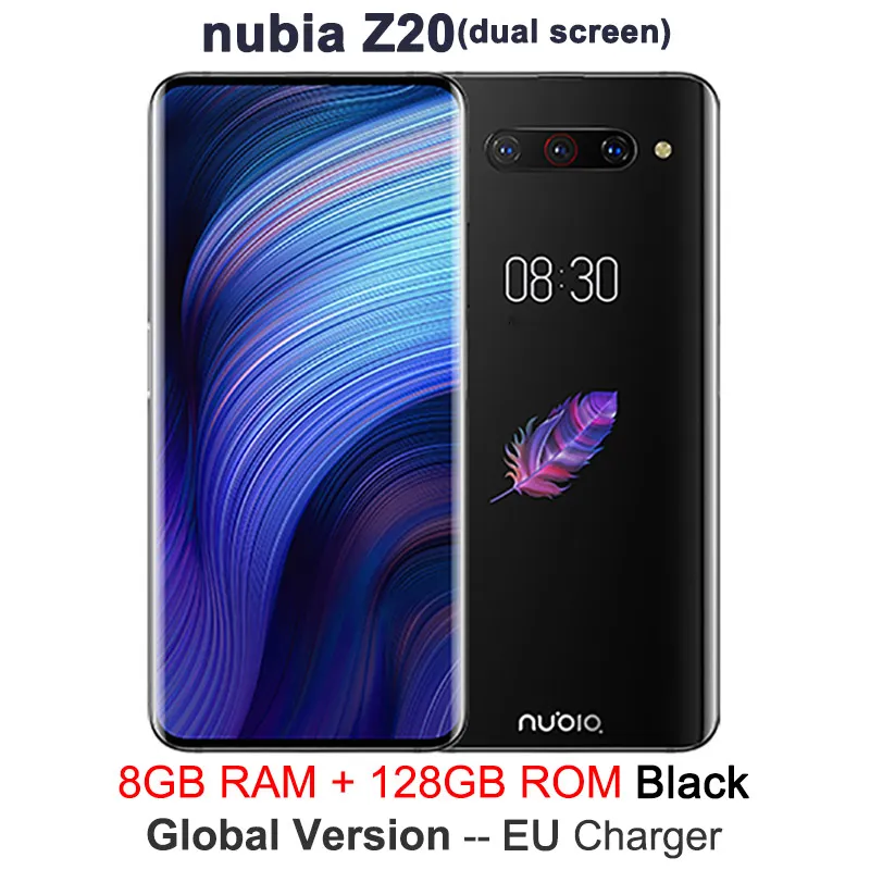 8GB 128G Black EU Глобальная версия Ori zte Nubia Z20 мобильный телефон 6,4" 8G 128G Snapdragon 855 plus 27W QC4.0 4000mAh 48MP камера двойной экран телефона - Цвет: 8GB 128G Black EU