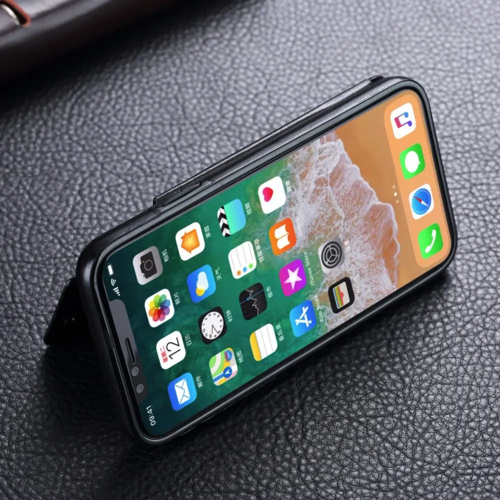LAPOPNUT PU Leather Cases for Iphone 11 Pro Xs Max Xr X 7 8 Plus 6 6s 5 5s SE Flip Shockproof Protective Cover with Card Holder |