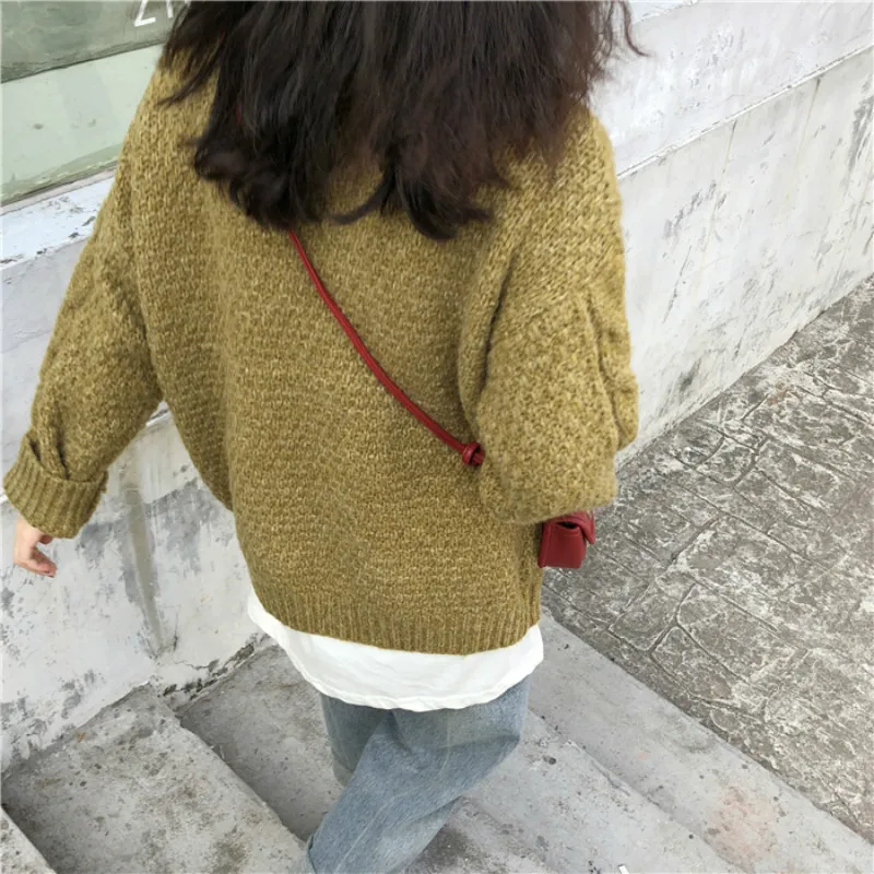 

Autumn Winter New Women Casual Sweater Korean Retro Hemp Flowers Round Neck Pullover Jumper Female All-match Sweaters