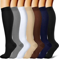 pack of 3 solid color compression socks knee high long knit nylon stockings 15 20 mmhg medical for men women travel running