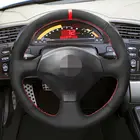 Рука Шить черная замша чехол рулевого колеса автомобиля для Honda S2000 2000-2008 Civic Si 2002-2004 Acura RSX Тип-S 2005
