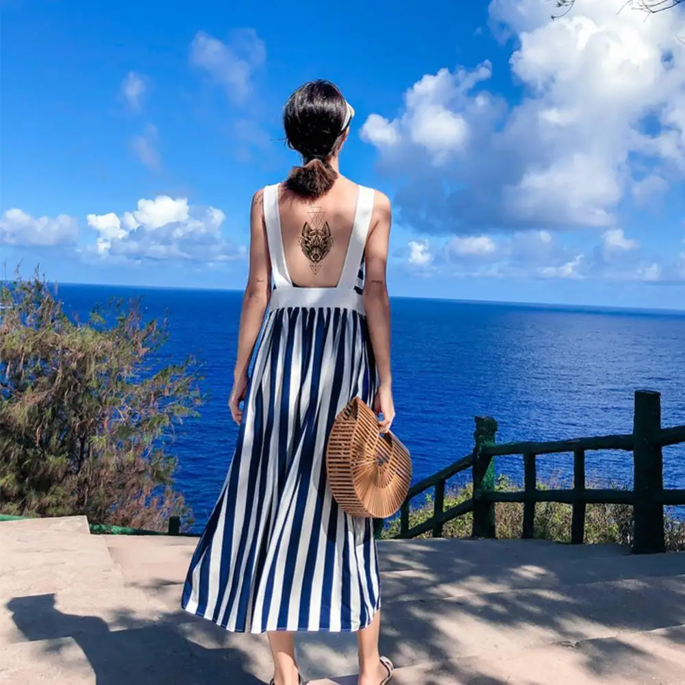 Геометрические ромбовидные татуировки временные руки волк мужские