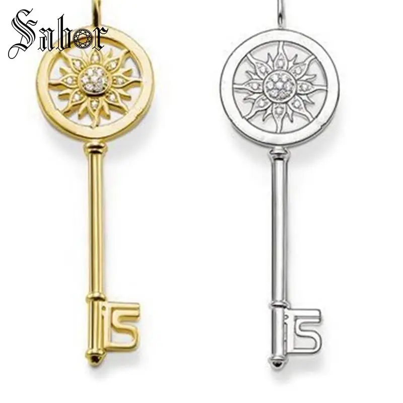 Серебряный цвет белый цирконий подвески для ключей от солнца ожерелья цепочка