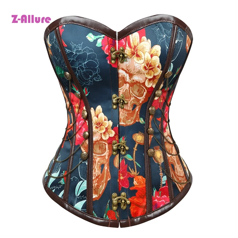Женские корсеты стимпанк готическая одежда корт корсет с принтом без бретелек