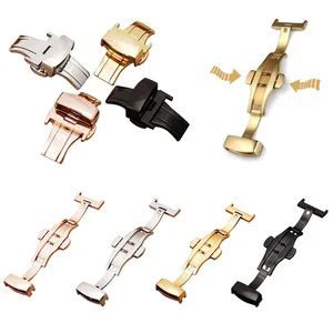 Автоматическая застежка-бабочка для часов, Автоматическая Пряжка из нержавеющей стали с двойным кликом, 10 мм, 12 мм, 14 мм, 16 мм, 18 мм, 20 мм, 22 мм, 24 мм