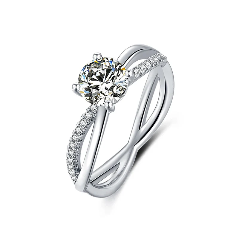 

1 carat silver and platinum plated Moissan diamond ring for women 210305-22
