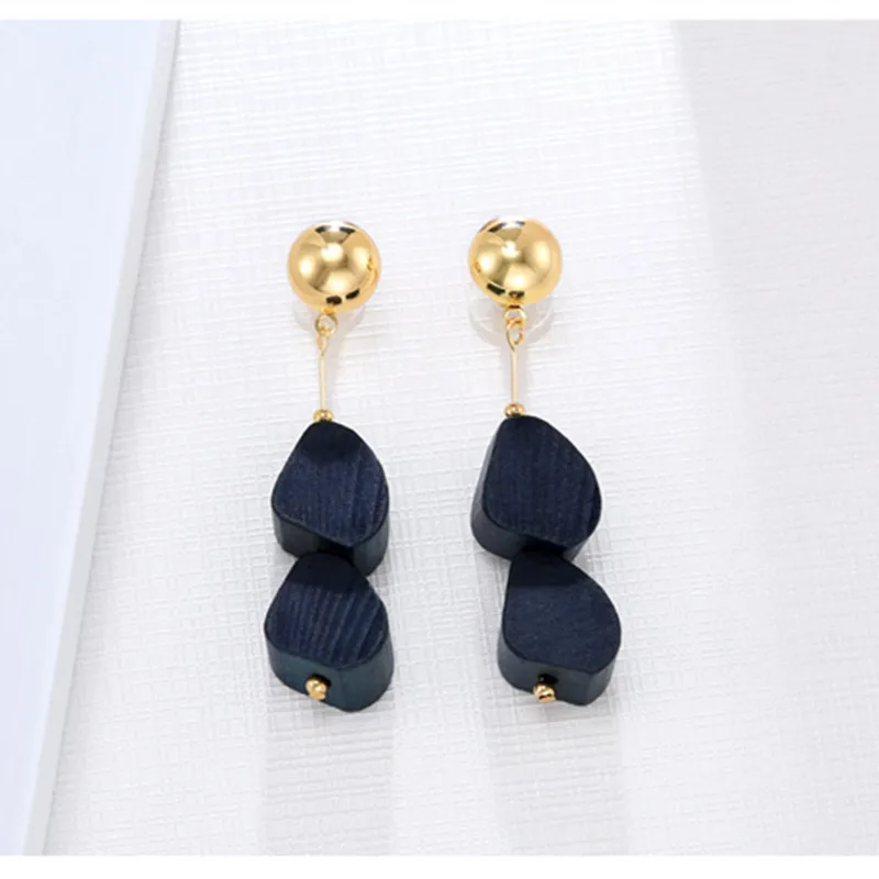 

wing yuk tak Vintage Geometric Wood Drop Earrings For Women Fashion Simple Long Earrings 2019 Jewelry Wholesale