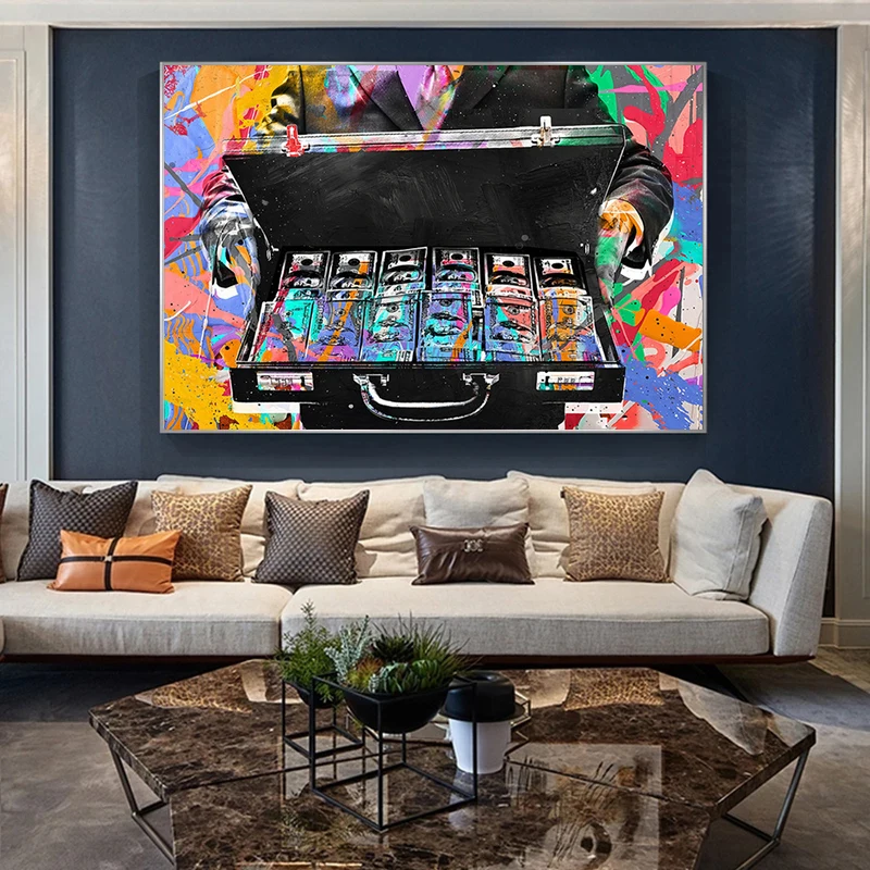 

Abstract Money Graffiti Art Canvas Painting On The Wall Posters And Prints Inspirational Canvas Art Wall Picture For Living Room