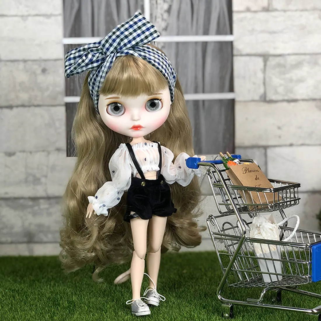 

19 Joints 1/6 Matte Makeup Big Eyes Doll with Full Clothes and 9Pair Hands Model Blyth Dolls Girls Gift - Golden Curly Hair
