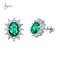 women ear stud earrings with aaaaa royal green light blue spinel zircon oval 925 sterling silver snowflake earrings wholesale