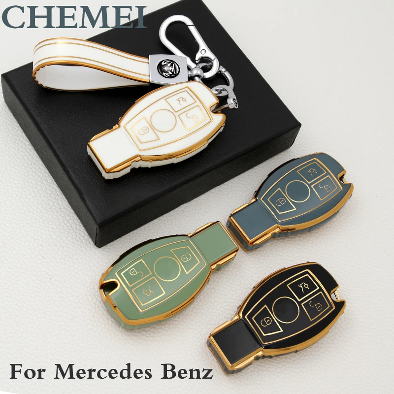 

Car Key Case Cover Key Bag For Mercedes Benz A B C S Class AMG GLA GLK-Class V-Class Vito VianoAccessories Holder Shell Keychain