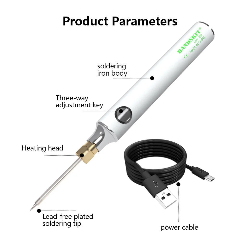 Mini Electric Soldering Iron with USB Three-speed adjustable temperature soldering iron 5V 8W Fast Heating Welding Tool | Инструменты