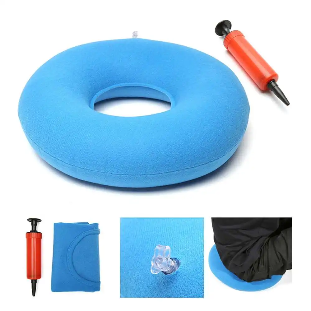

Blue Hip Support Medical Hemorrhoid Seat Pad Massage Cushion with Pump New Support Inflatable Ring Round Pillow Donut Chair Pad