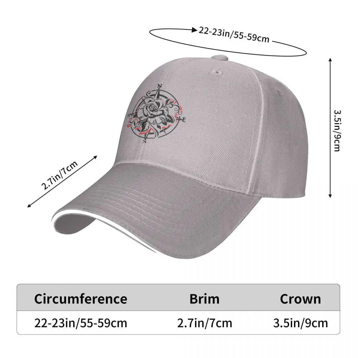 

Compass Rose Men's New Baseball Cap Fashion Sun Hats Caps for Men and Women